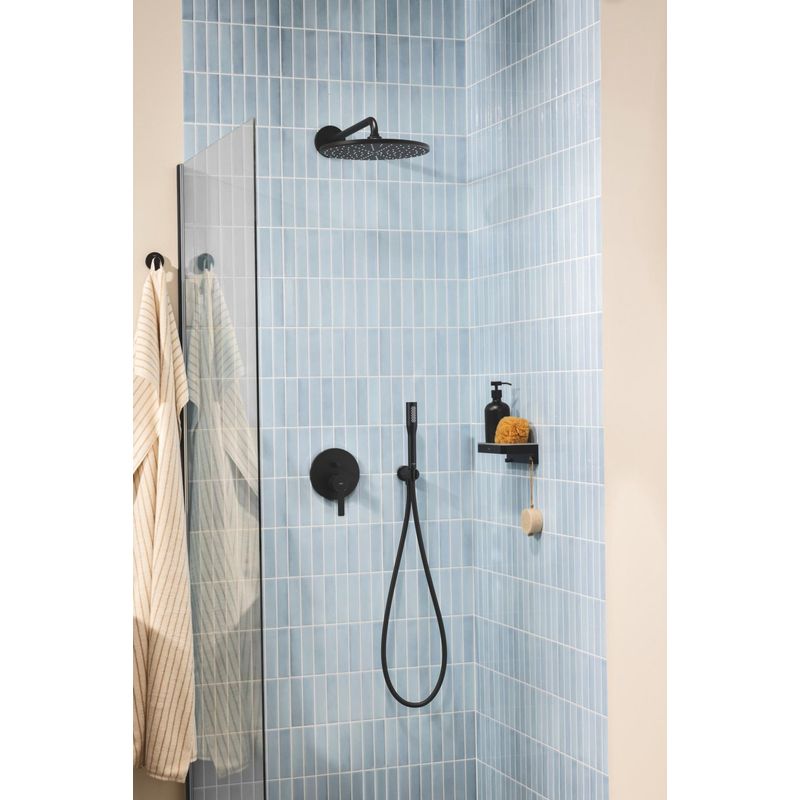 Casa si Gradina - Sanitare - Cazi si cabine de dus - Coloane si seturi de dus - Cot iesire dus Grohe 266582430, 86 mm, 48 mm, 1/2 diametru filet iesire, 1/2 diametru filet alimentare, Negru - Infinity.ro