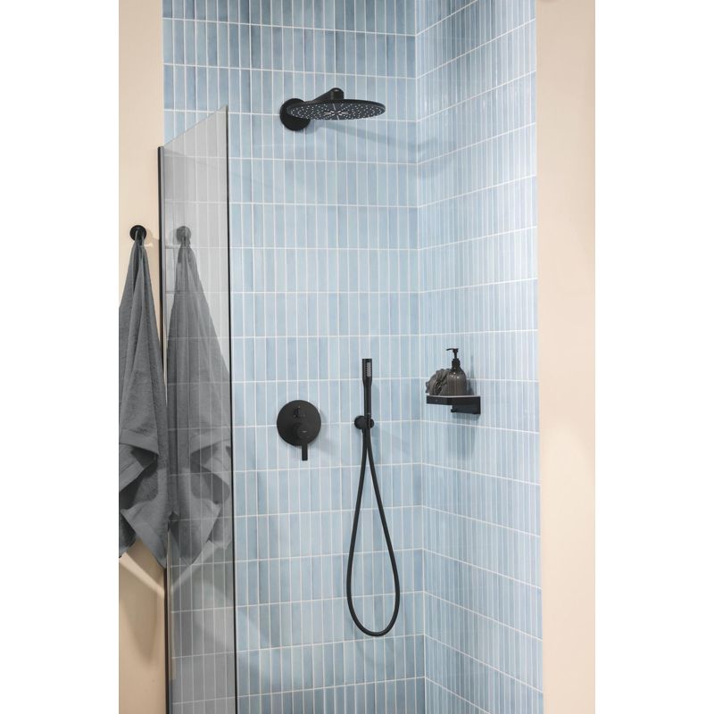 Casa si Gradina - Sanitare - Cazi si cabine de dus - Coloane si seturi de dus - Cot iesire dus Grohe 266582430, 86 mm, 48 mm, 1/2 diametru filet iesire, 1/2 diametru filet alimentare, Negru - Infinity.ro