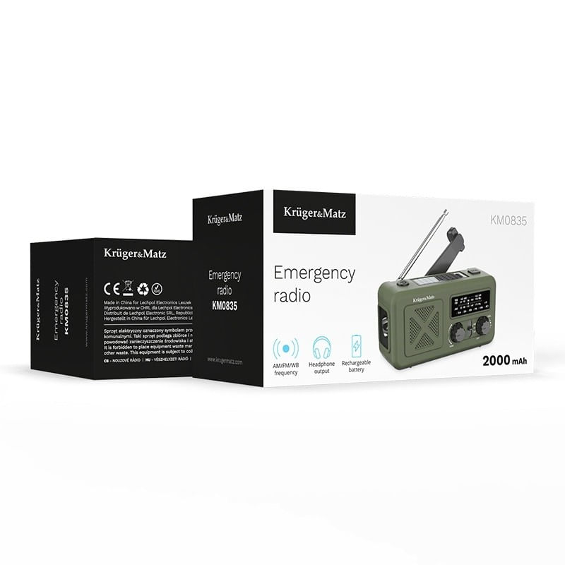TV, Audio-Video si Foto - Portabile audio - Radio - Radio multifunctional cu incarcare solara, 2000MAH, Panou solar, Dinam, powerbank, lanterna, - Infinity.ro