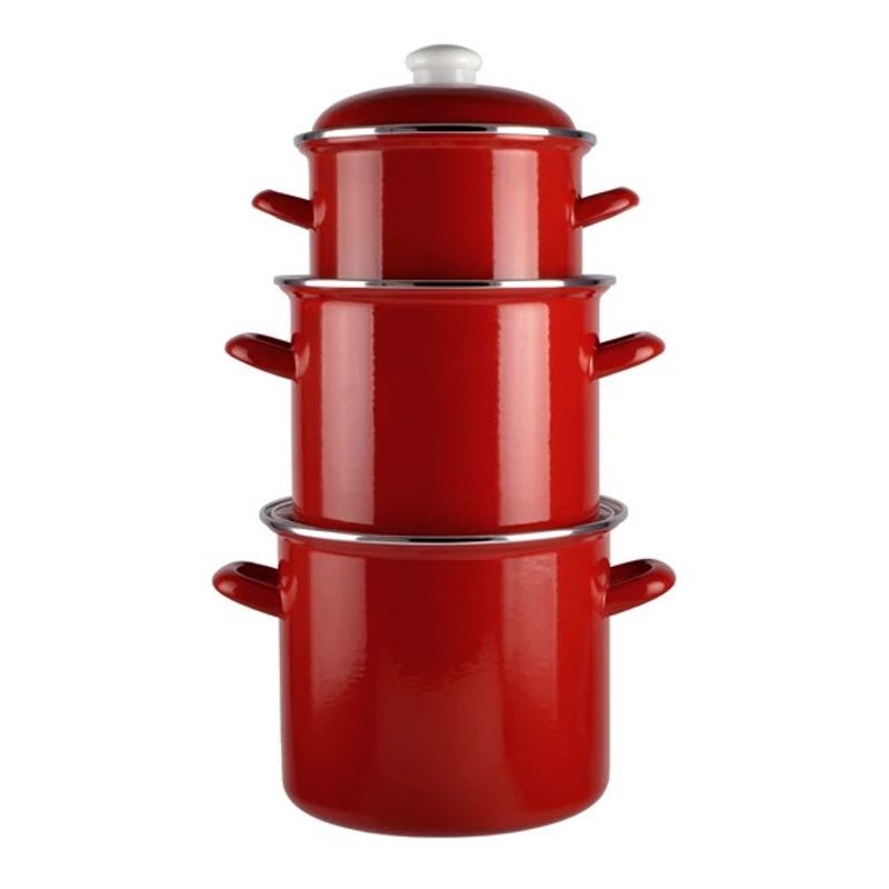 Casa si Gradina - Bucatarie si vesela - Vase pentru gatit - Oale si cratite - Oala emailata bordo cu capac, 18 cm, 4 litri - Infinity.ro