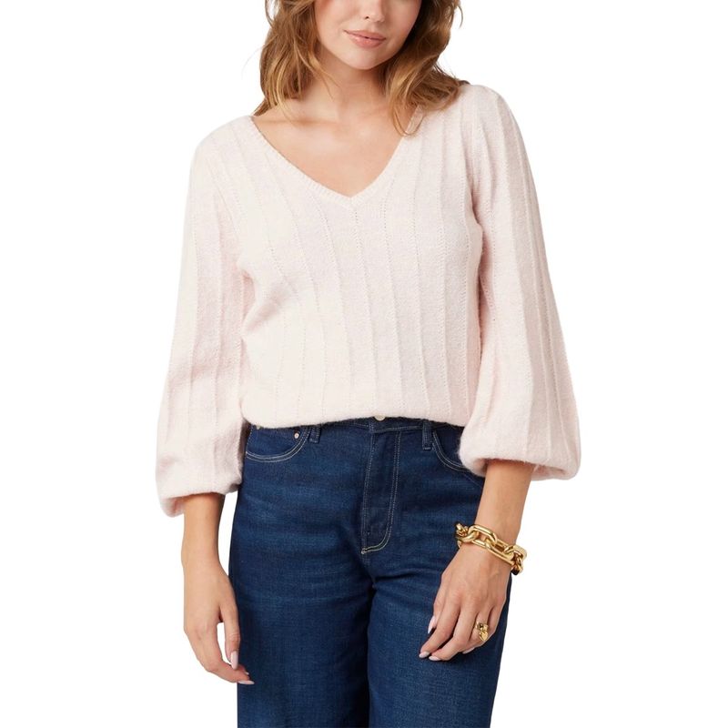 Fashion, accesorii si bijuterii - Femei - Imbracaminte femei - Camasi si bluze femei - Bluza dama in V Guess W4BR0N INTL Roz XS - Infinity.ro