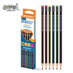 Carti si Birotica - Birotica - Instrumente de scris - Creioane - Set 12 Creioane Grafit HB S-COOL, Corp Triunghiular Ergonomic Fara Lemn, Radiera Colorata Integrata, Mina 2.5 mm - Infinity.ro