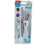 Carti si Birotica - Birotica - Instrumente de scris - Pixuri si stilouri - Pix Multifunctional 4 in 1 Metalic Argintiu cu Laser Rosu Prezentari, Lanterna LED, Lumina UV si Reincarcare USB Type-C - Infinity.ro