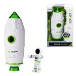 Jucarii, Copii si Bebe - Jucarii si jocuri - Jucarii & jocuri educative - Jucarii interactive - Nava Spatiala de Jucarie cu Lumini si Sunete, Figurina Astronaut Mobil, Usa Rabataila si Baterii Incluse, 18.5 cm - Infinity.ro