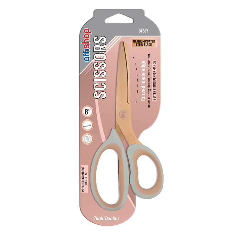 Carti si Birotica - Birotica - Accesorii de birou - Foarfece si cuttere - Foarfeca de Birou OFFISHOP 21.5 cm, Lame din Otel Inoxidabil Placate cu Titan, Maner Ergonomic cu Grip din Cauciuc - Infinity.ro
