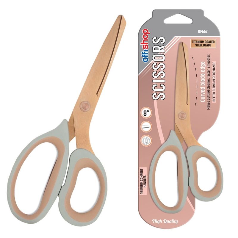 Carti si Birotica - Birotica - Accesorii de birou - Foarfece si cuttere - Foarfeca de Birou OFFISHOP 21.5 cm, Lame din Otel Inoxidabil Placate cu Titan, Maner Ergonomic cu Grip din Cauciuc - Infinity.ro