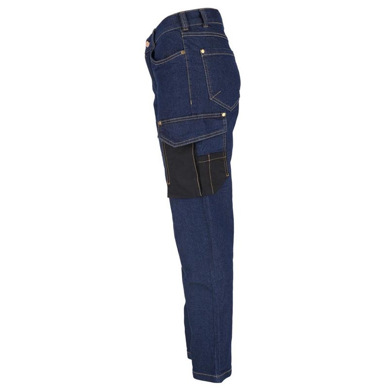 Casa si Gradina - Constructii - Echipamente de lucru - Imbracaminte protectia muncii - Pantaloni de lucru dama, talie flexibila, denim elastic cu intarituri Cordura, Jeans-L727 Albastru 36 - Infinity.ro