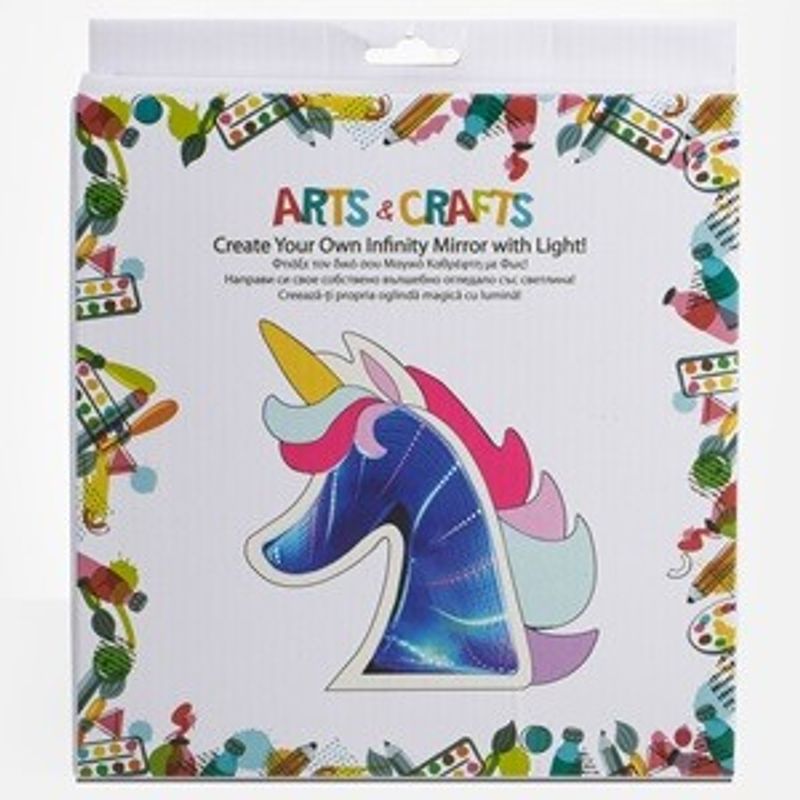 Casa si Gradina - Corpuri si surse de iluminat - Veioze si lampi - Lampi de veghe copii - Lampa Oglinda Infinity Unicorn, Lemn, Multicolor, LED - Infinity.ro