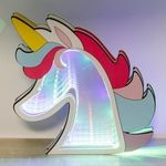 Casa si Gradina - Corpuri si surse de iluminat - Veioze si lampi - Lampi de veghe copii - Lampa Oglinda Infinity Unicorn, Lemn, Multicolor, LED - Infinity.ro