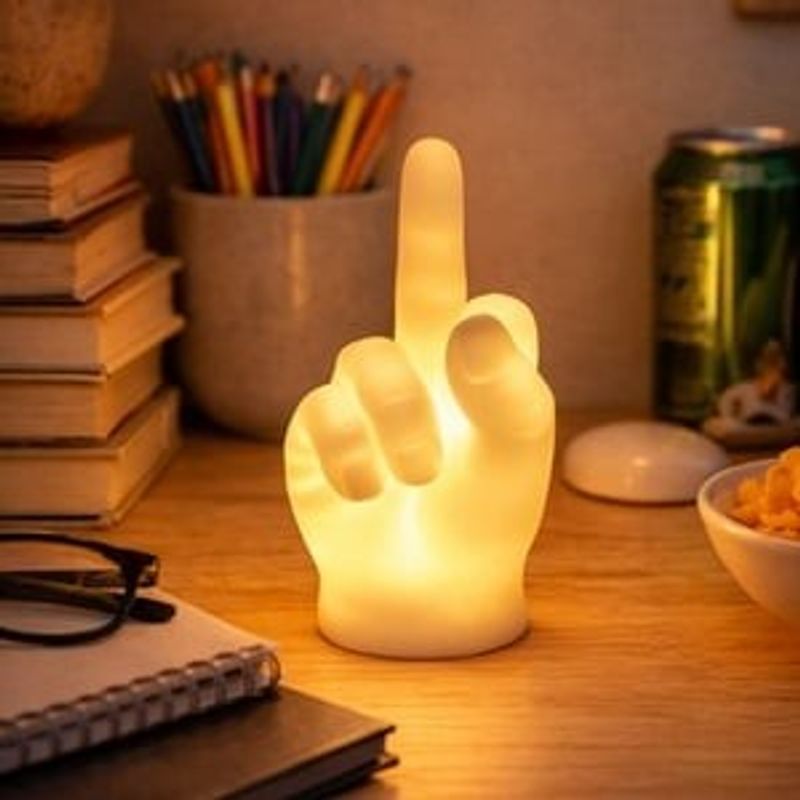 Casa si Gradina - Corpuri si surse de iluminat - Veioze si lampi - Veioze - Lampa decorativa 3D in forma de mana cu LED alb cald, 6x5x12,5 cm, Alb - Infinity.ro