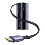 Laptop, Telefoane si Tablete - Telefoane mobile si accesorii - Accesorii Telefoane - Baterii externe - Baterie externa Baseus EnerGeek GR11, 10000 mAh, 1x USB, 2x USB-C, 100 W, Display, Cablu USB-C integrat Gri - Infinity.ro