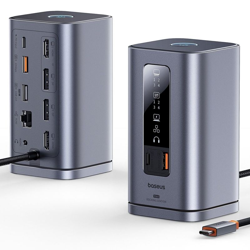 Laptop, Telefoane si Tablete - Telefoane mobile si accesorii - Accesorii Telefoane - Baterii externe - Statie de docare Baseus Spacemate RD1, 11 in 1, 3 monitoare, USB-C, gri - Infinity.ro