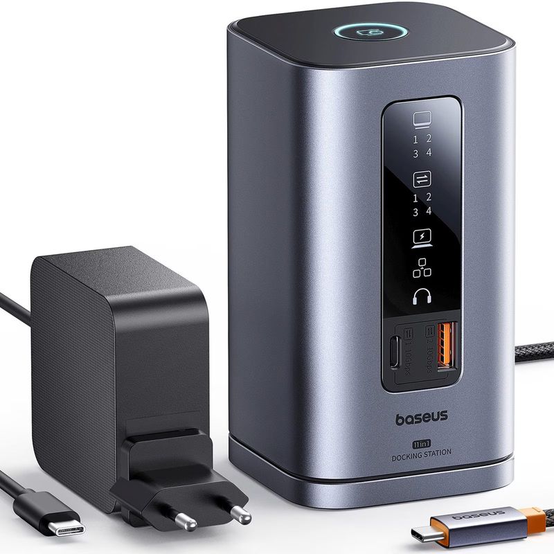 Laptop, Telefoane si Tablete - Telefoane mobile si accesorii - Accesorii Telefoane - Baterii externe - Statie de docare Baseus Spacemate RD1, 11 in 1, 3 monitoare, USB-C, gri - Infinity.ro