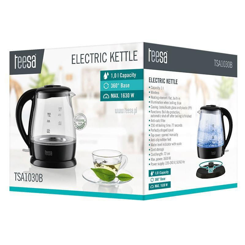 Electronice si Electrocasnice - Electrocasnice bucatarie - Preparare bauturi - Fierbatoare de apa - Fierbator Electric Wireless 1L Teesa Negru - Infinity.ro