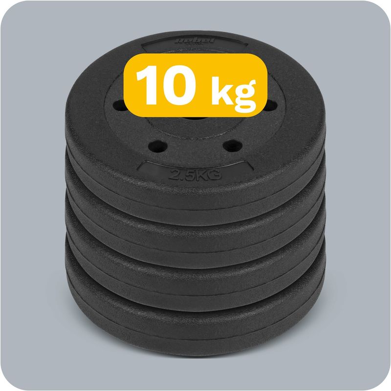 Sport si Outdoor - Fitness - Greutati si echipament - Greutati - Set 10 greutati, Rebel, 10 kg, Negru - Infinity.ro