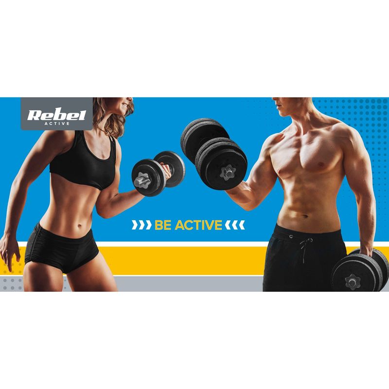 Sport si Outdoor - Fitness - Greutati si echipament - Greutati - Set 10 greutati, Rebel, 10 kg, Negru - Infinity.ro