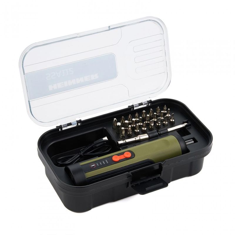 Casa si Gradina - Constructii - Scule de mana si unelte - Surubelnite - Surubelnita pe acumulator Heinner SSA112, 4 V, 250 RPM, 3 Nm, cablu USB, 25 biti 25 mm, 2 x prelungitor biti - Infinity.ro