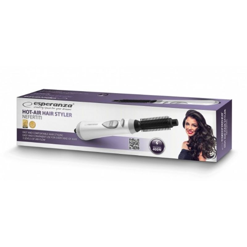 Ingrijire personala si Cosmetice - Aparate & accesorii ingrijire personala - Hair styling - Perii de par electrice - Perie electrica cu aer cald pentru coafare usoara, alba, 3 niveluri de ventilatie, alba - Infinity.ro