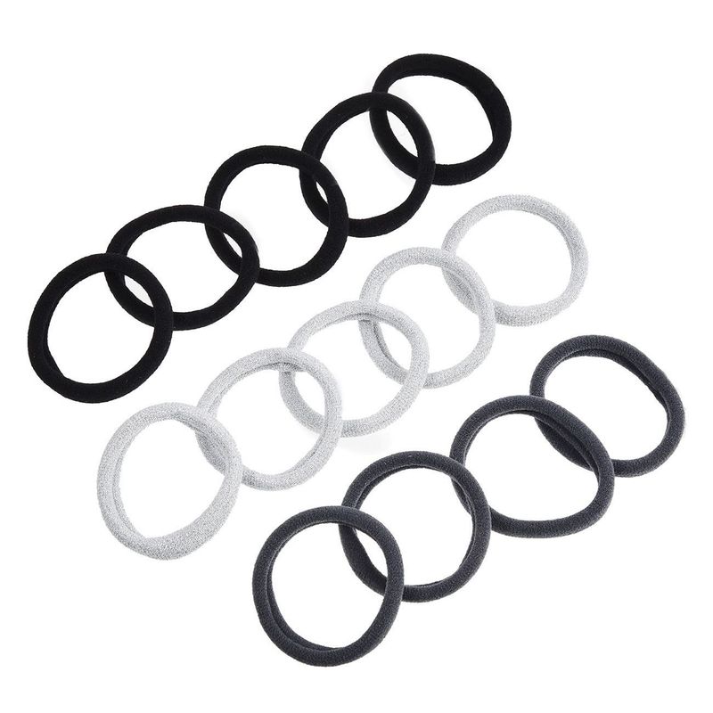 Fashion, accesorii si bijuterii - Femei - Accesorii femei - Accesorii pentru par femei - Set 3 Elastice de Par Frotte, 14 cm, Negru/Gri/Argintiu - Infinity.ro
