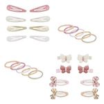 Fashion, accesorii si bijuterii - Femei - Accesorii femei - Accesorii pentru par femei - Set Accesorii Par pentru Copii, 26 buc, Clame cu Fluturi si Fundite, Elastice Lurex - Infinity.ro