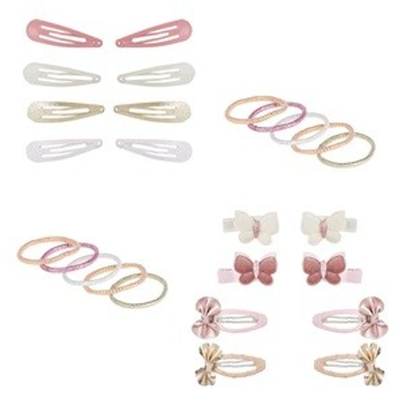 Fashion, accesorii si bijuterii - Femei - Accesorii femei - Accesorii pentru par femei - Set Accesorii Par pentru Copii, 26 buc, Clame cu Fluturi si Fundite, Elastice Lurex - Infinity.ro