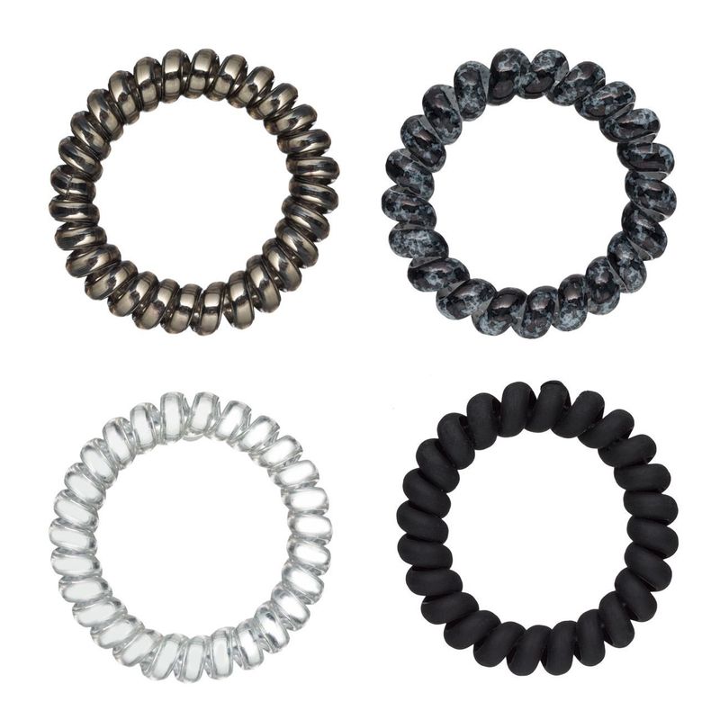 Fashion, accesorii si bijuterii - Femei - Accesorii femei - Accesorii pentru par femei - Set 4 Elastice de Par din Plastic, Finisaj Mat si Shiny, Multicolor - Infinity.ro
