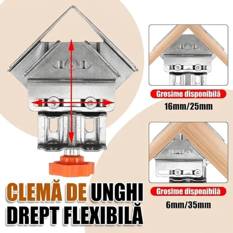 Casa si Gradina - Constructii - Scule electrice si accesorii - Menghine si cleme fixare - Clema de colt inchisa la 90 grade ABYZ din Otel Inoxidabil Falci Pivotante pentru Tamplarie si Sudura - Infinity.ro