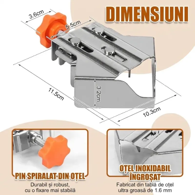 Casa si Gradina - Constructii - Scule electrice si accesorii - Menghine si cleme fixare - Clema de colt inchisa la 90 grade ABYZ din Otel Inoxidabil Falci Pivotante pentru Tamplarie si Sudura - Infinity.ro