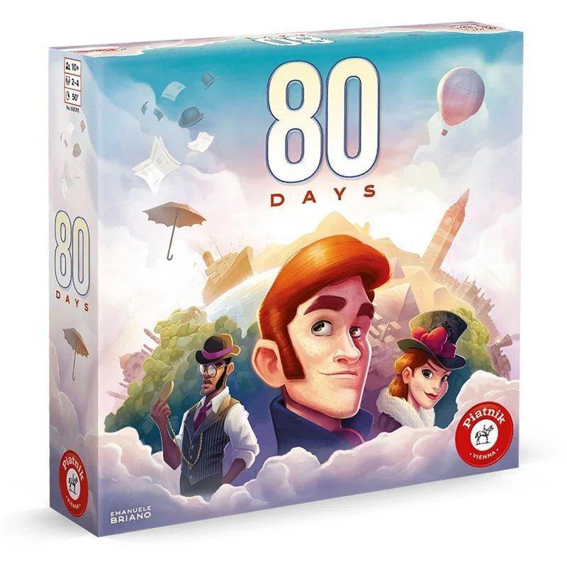 Jucarii, Copii si Bebe - Jucarii si jocuri - Jocuri si puzzle - Jocuri de societate - Joc de Societate 80 Days Piatnik, Limba Romana, Cursa in Jurul Lumii Phileas Fogg, Tabla cu Doua Fete, 2-4 Jucatori - Infinity.ro