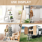 Casa si Gradina - Constructii - Scari si accesorii interioare - Scari aluminiu/ otel - Scara pliabila, cu 3 trepte late, suport triunghiular, maxim 150 kg, antiderapant, Alb/Negru, 36x60x78.5CM - Infinity.ro