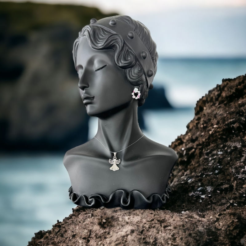 Fashion, accesorii si bijuterii - Femei - Bijuterii femei - Coliere femei - Colier fir transparent cu pandantiv inger din argint 925 - Infinity.ro