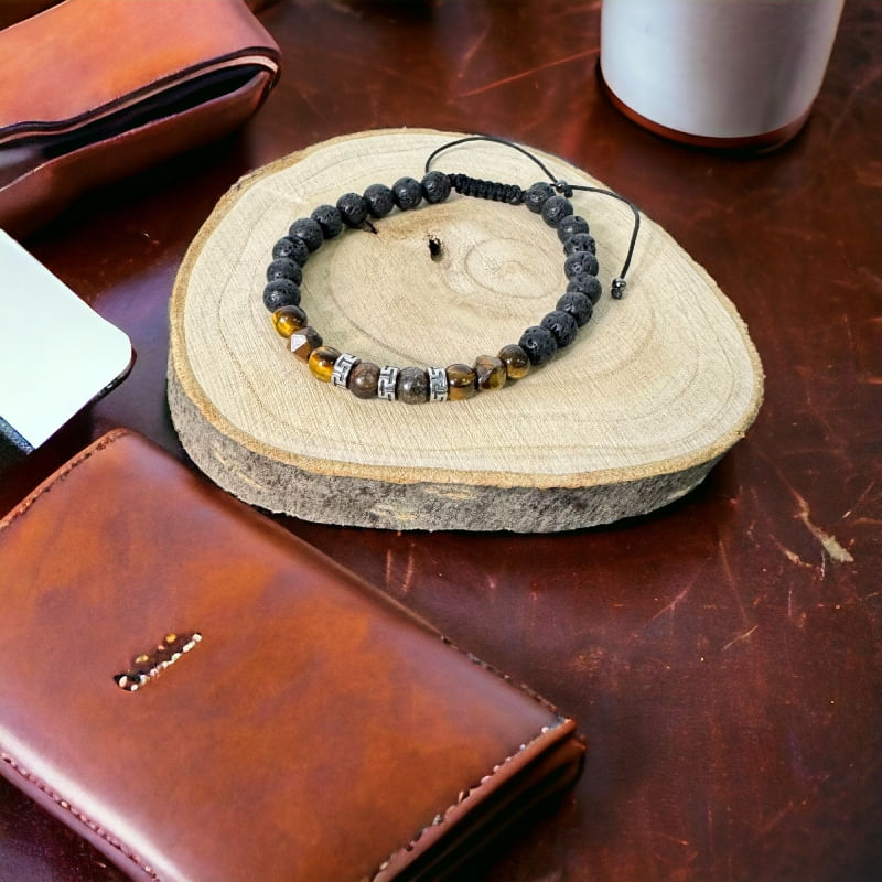 Fashion, accesorii si bijuterii - Barbati - Bijuterii barbati - Bratari barbati - Bratara Barbati snur Milo din cristale de Bronzit, Ochi de Tigru si Piatra de Lava - Infinity.ro