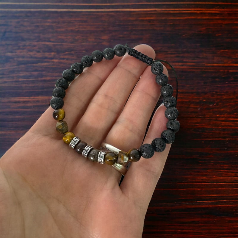 Fashion, accesorii si bijuterii - Barbati - Bijuterii barbati - Bratari barbati - Bratara Barbati snur Milo din cristale de Bronzit, Ochi de Tigru si Piatra de Lava - Infinity.ro