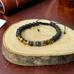 Fashion, accesorii si bijuterii - Barbati - Bijuterii barbati - Bratari barbati - Bratara Barbati snur Milo din cristale de Bronzit, Ochi de Tigru si Piatra de Lava - Infinity.ro