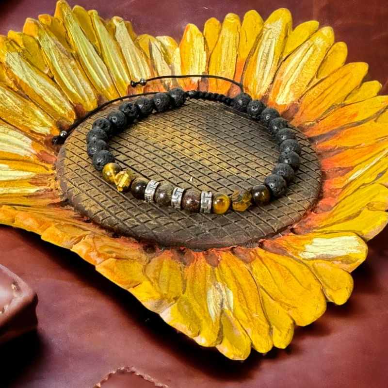 Fashion, accesorii si bijuterii - Barbati - Bijuterii barbati - Bratari barbati - Bratara Barbati snur Milo din cristale de Bronzit, Ochi de Tigru si Piatra de Lava - Infinity.ro