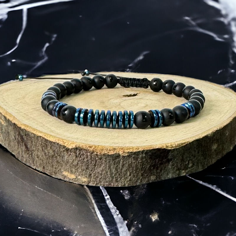 Fashion, accesorii si bijuterii - Barbati - Bijuterii barbati - Bratari barbati - Bratara barbati snur Jude din cristale de Agat si Hematit - Infinity.ro