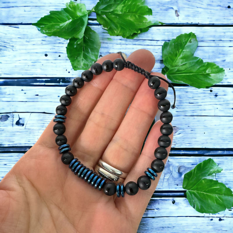 Fashion, accesorii si bijuterii - Barbati - Bijuterii barbati - Bratari barbati - Bratara barbati snur Jude din cristale de Agat si Hematit - Infinity.ro