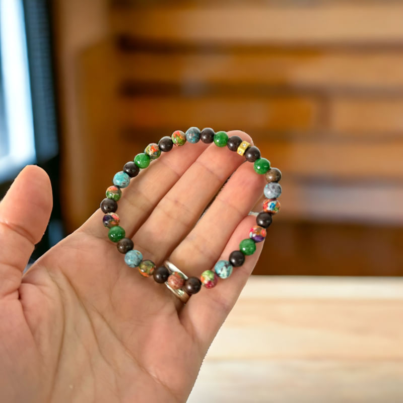 Fashion, accesorii si bijuterii - Barbati - Bijuterii barbati - Bratari barbati - Bratara barbati colorata Dalmar din margele Emperor Stone si Lemn de Santal - Infinity.ro