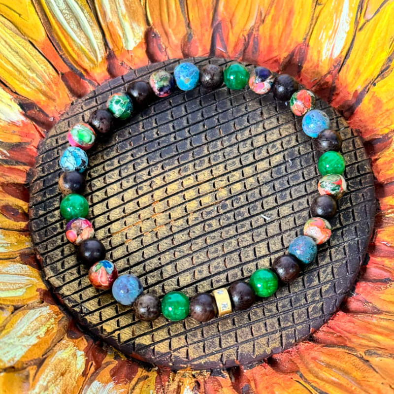 Fashion, accesorii si bijuterii - Barbati - Bijuterii barbati - Bratari barbati - Bratara barbati colorata Dalmar din margele Emperor Stone si Lemn de Santal - Infinity.ro