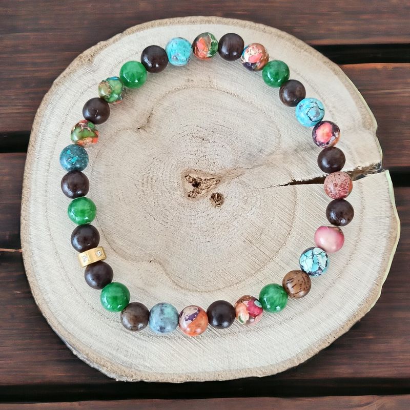 Fashion, accesorii si bijuterii - Barbati - Bijuterii barbati - Bratari barbati - Bratara barbati colorata Dalmar din margele Emperor Stone si Lemn de Santal - Infinity.ro