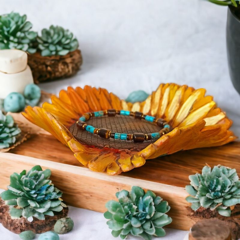 Fashion, accesorii si bijuterii - Barbati - Bijuterii barbati - Bratari barbati - Bratara barbati Kaanan din cristale de Ochi de Tigru si Sediment Marin de Jasp Turcoaz - Infinity.ro