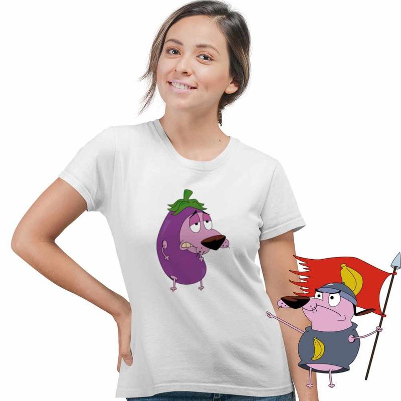 Fashion, accesorii si bijuterii - Femei - Imbracaminte femei - Tricouri si topuri femei - Tricou Femei Curaj Cainele cel Fricos Vanata Cartoon, alb, marime M - Infinity.ro