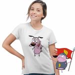 Fashion, accesorii si bijuterii - Femei - Imbracaminte femei - Tricouri si topuri femei - Tricou Femei Curaj Cainele Fricos Beagle, alb, marime 3XL - Infinity.ro