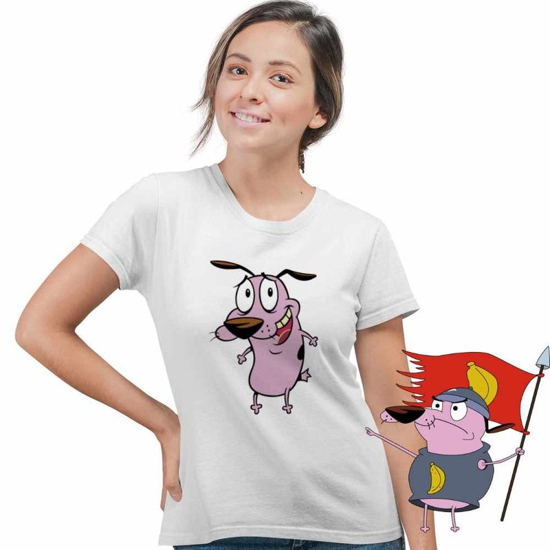 Fashion, accesorii si bijuterii - Femei - Imbracaminte femei - Tricouri si topuri femei - Tricou Femei Curaj Cainele Fricos Beagle, alb, marime 3XL - Infinity.ro