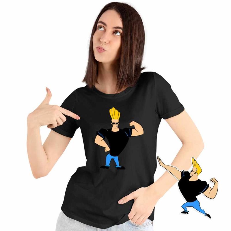 Fashion, accesorii si bijuterii - Femei - Imbracaminte femei - Tricouri si topuri femei - Tricou Femei Johnny Bravo Vibe Culturism, negru, marime M - Infinity.ro