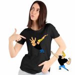 Fashion, accesorii si bijuterii - Femei - Imbracaminte femei - Tricouri si topuri femei - Tricou Femei Johnny Bravo Desene Cartoon Network, negru, marime S - Infinity.ro