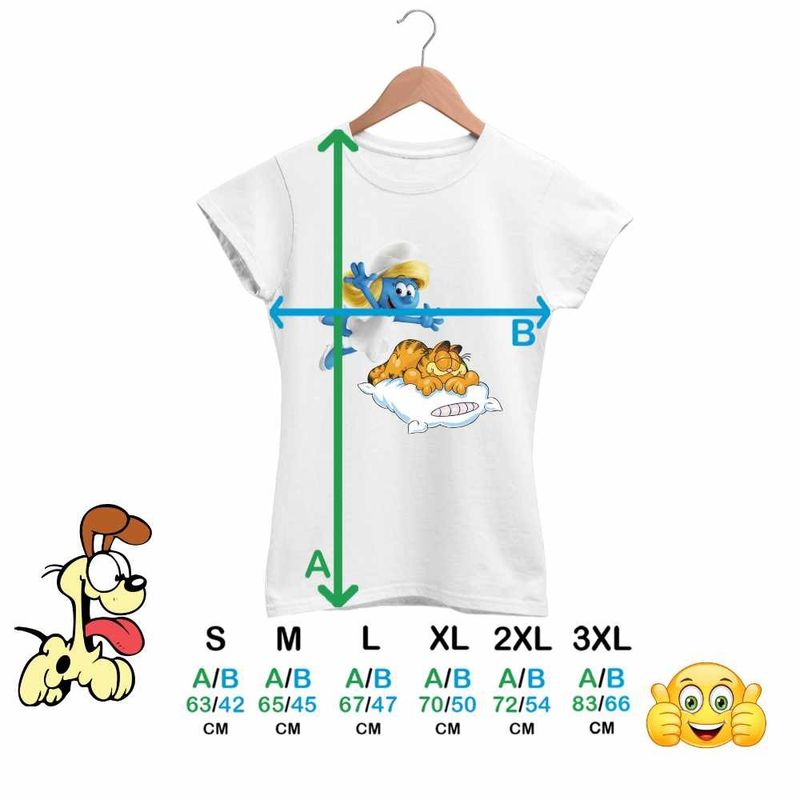 Fashion, accesorii si bijuterii - Femei - Imbracaminte femei - Tricouri si topuri femei - Tricou Femei Garfield Strumfita Strumfii Motan, alb, marime M - Infinity.ro