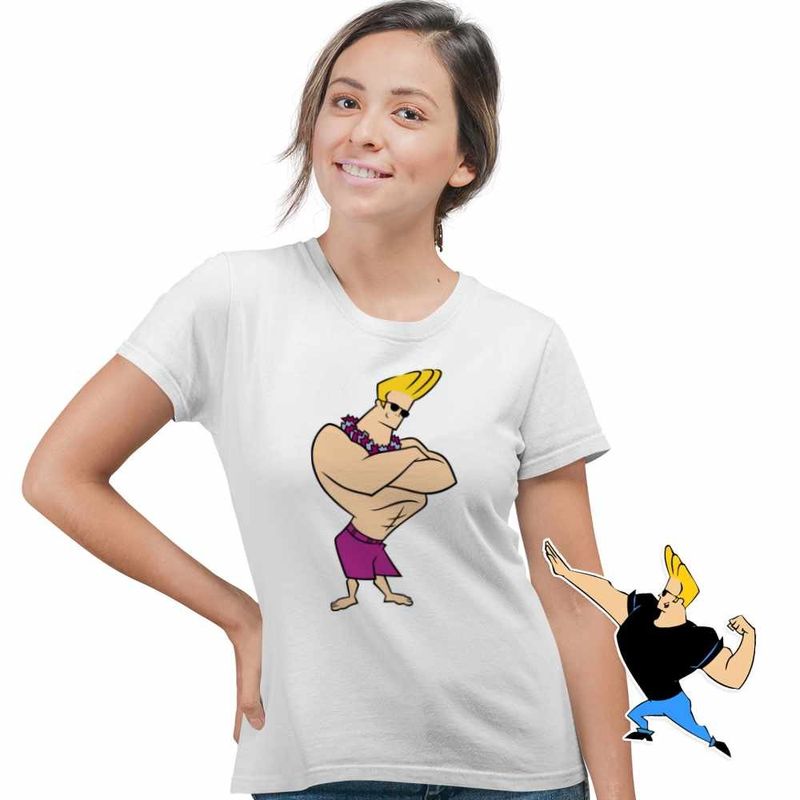 Fashion, accesorii si bijuterii - Femei - Imbracaminte femei - Tricouri si topuri femei - Tricou Femei Johnny Bravo Hawaii Plaja Fitness, alb, marime 3XL - Infinity.ro