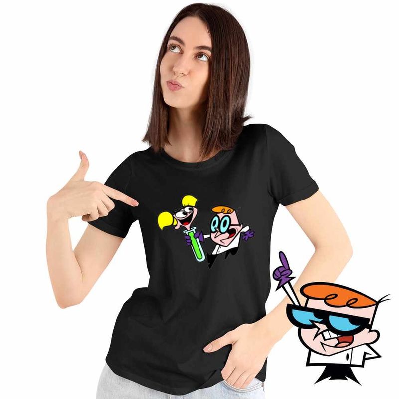 Fashion, accesorii si bijuterii - Femei - Imbracaminte femei - Tricouri si topuri femei - Tricou Femei Laboratorul Dexter Dee Dee Eprubeta, negru, marime 2XL - Infinity.ro