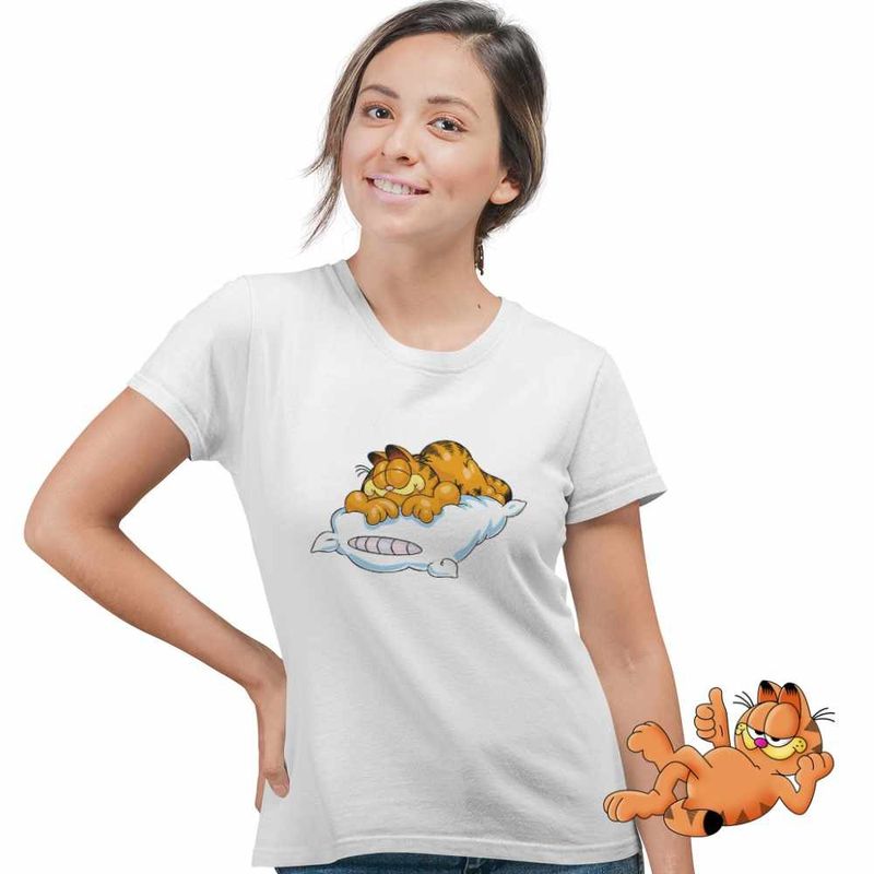 Fashion, accesorii si bijuterii - Femei - Imbracaminte femei - Tricouri si topuri femei - Tricou Femei Garfield Somn Perna Nani, alb, marime S - Infinity.ro